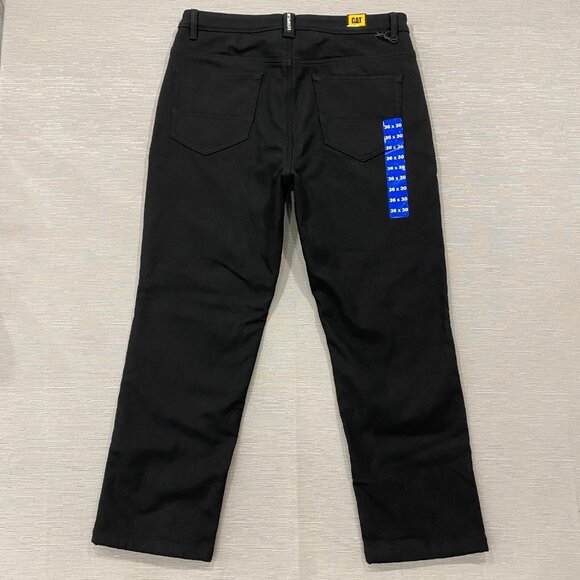 CAT Caterpillar Work Pants Mens 36 x 30 Black Canvas Fleece Lined Insulated - Picture 4 of 12